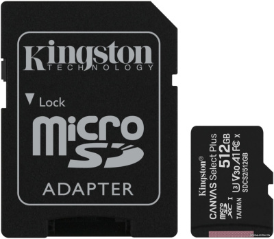 Купить карта памяти kingston canvas select plus microsdxc 512gb (с адаптером) в интернет-магазине X-core.by