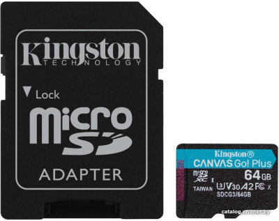 Купить карта памяти kingston canvas go! plus microsdxc 64gb (с адаптером) в интернет-магазине X-core.by