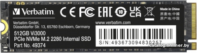 SSD Verbatim Vi3000 512GB 49374  купить в интернет-магазине X-core.by