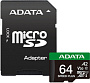 Карта памяти ADATA SPEED PLUS microSDXC 64GB UD64GUI3V30A2SP-RA1 (с адаптером)