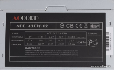 Блок питания Accord ATX 450W (ACC-450-12)  купить в интернет-магазине X-core.by