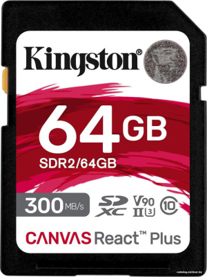 Купить карта памяти kingston canvas react plus sdxc 64gb в интернет-магазине X-core.by