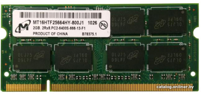 Оперативная память Micron 2GB DDR2 SODIMM PC2-6400 MT16HTF25664HY-800J1  купить в интернет-магазине X-core.by
