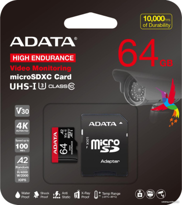 Купить карта памяти adata high endurance 64gb ausdx64gui3v30sha2-ra1 в интернет-магазине X-core.by