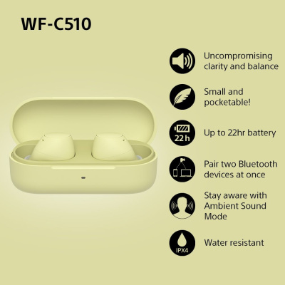 Купить наушники sony wf-c510 (желтый) в интернет-магазине X-core.by