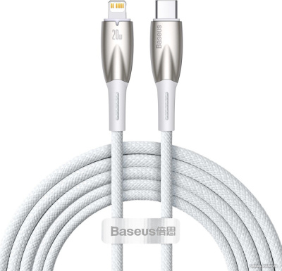 Купить кабель baseus glimmer series fast charging data cable 100w usb type-a - type-c (2 м, белый) в интернет-магазине X-core.by